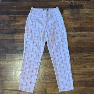Brand Misguided, size 4, pink and brown checkered pants